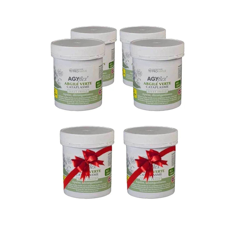 Pronatur Agyflex Cataplasme d'argile verte 250G - lot de 4 + 2 gratuit