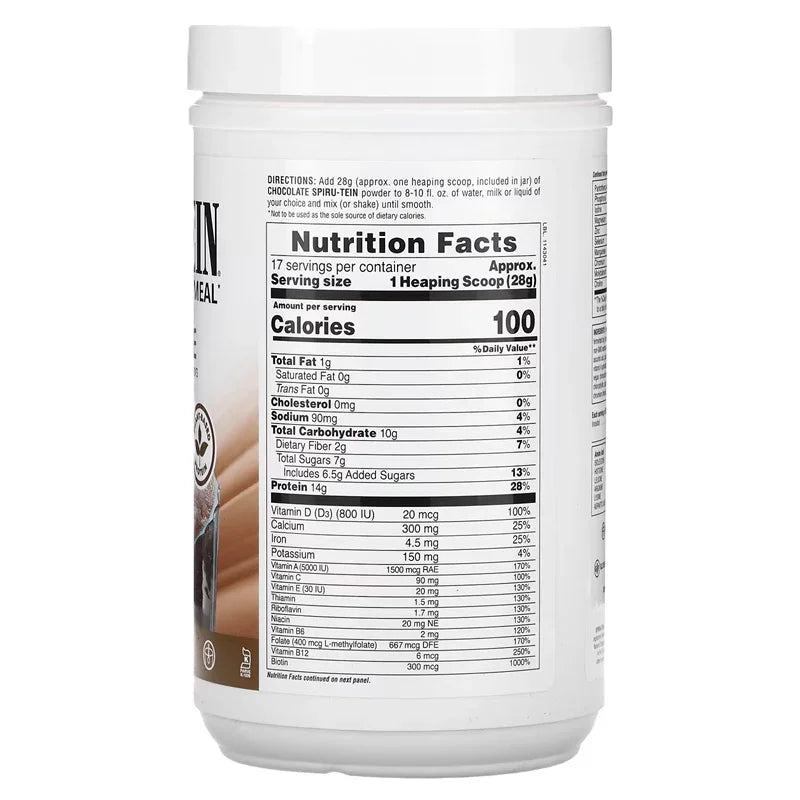 Composition Natures Plus Spiru-Tein saveur chocolat