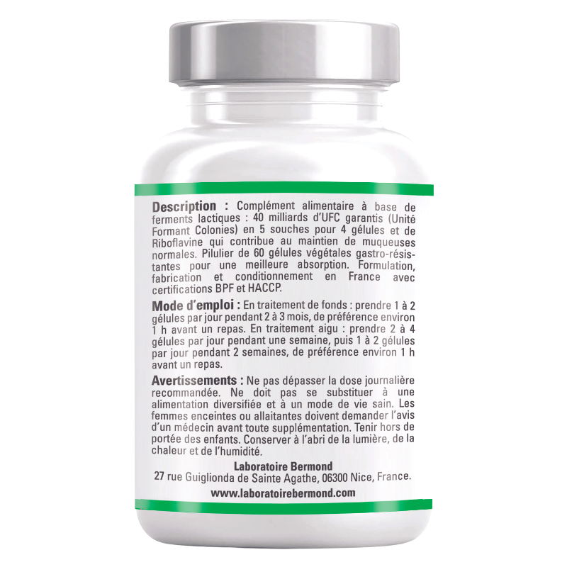 Description de Flore Vaginale Optimisée du Laboratoire Bermond