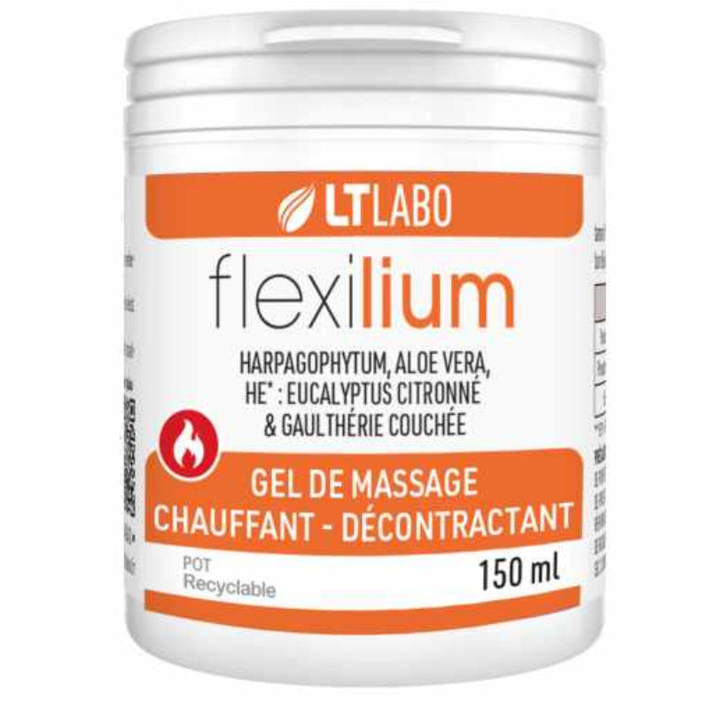 Massage chauffant et decontractant avec Flexilium , gel de massage chauffant