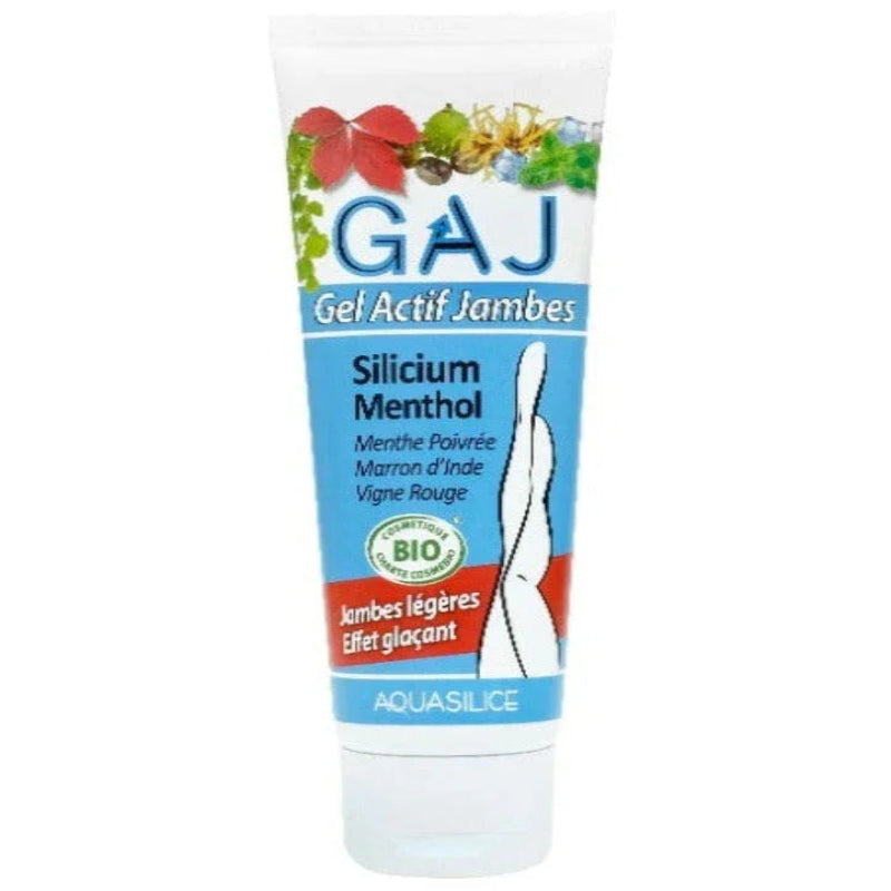 Tube Aquasilice Gel Actif Jambes bio, menthol et silicum, cosmétique naturel Alazina