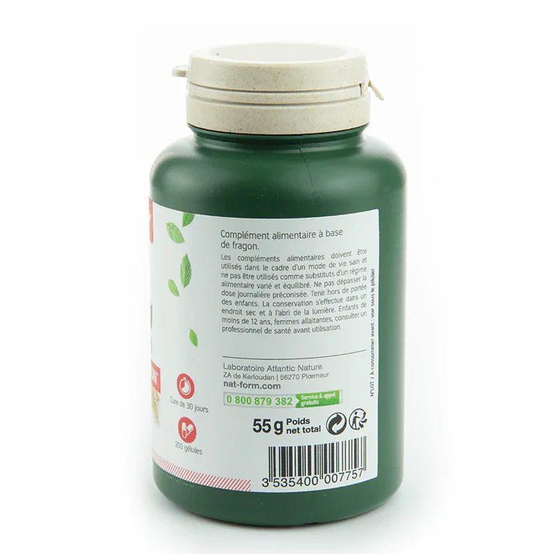 Nat & Form Fragon 200 gélules-Jambes lourdes-Circulation - ALAZINA