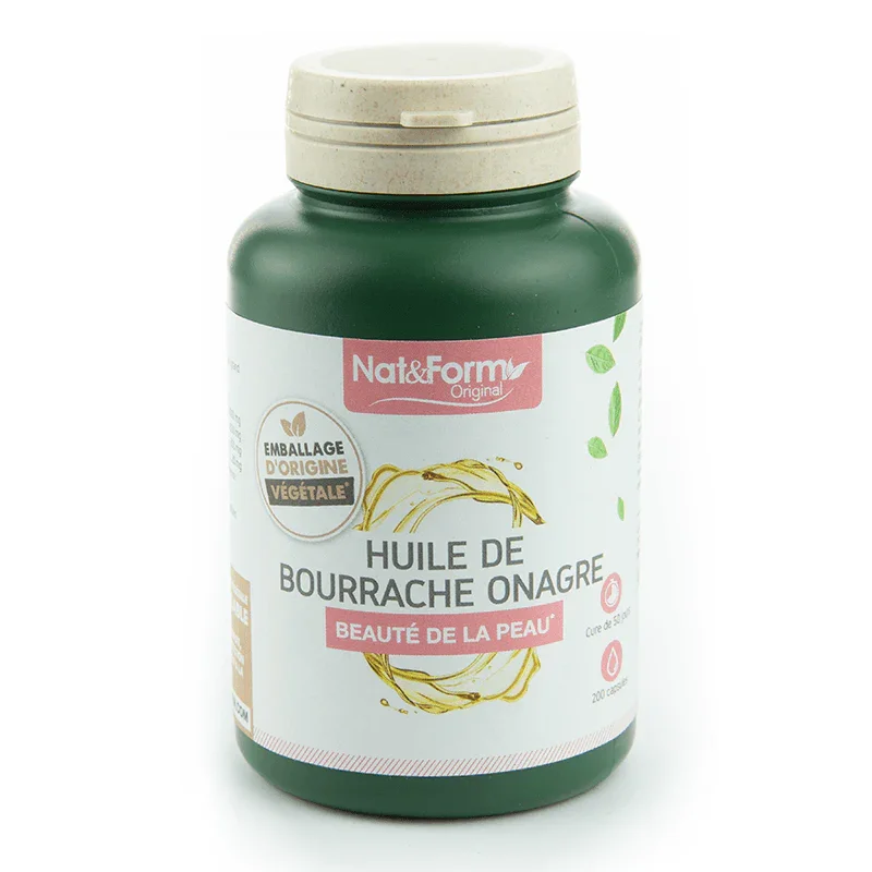 Nat & Form Duo huile Onagre Bourrache 200 capsules Beauté de la Peau - ALAZINA