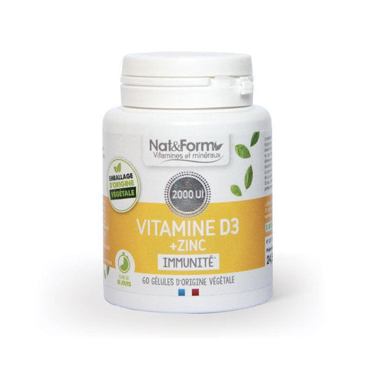 Nat & Form vitamine D3 +Zinc 60 gélules - ALAZINA