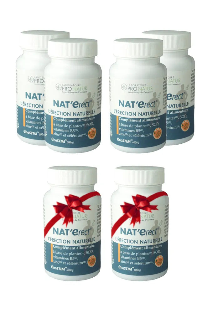 Lot de 6 flacons NatErect , complement pour le tonus de l'homme avec effet vasodilatateur favorisant l'erection