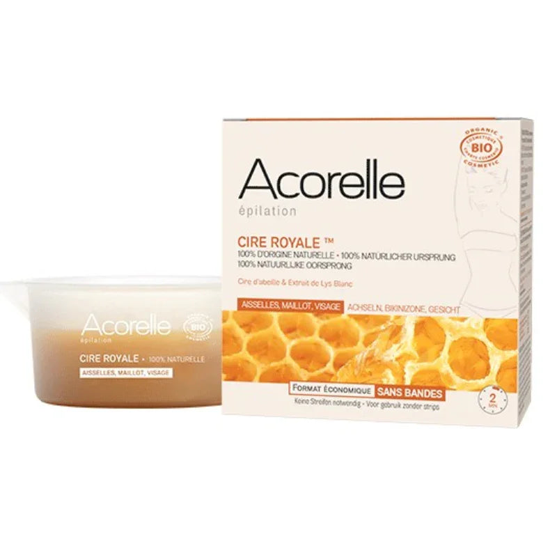 Cire épilation sans bandes Acorelle, cire royale naturelle, pack avec pot et boîte, cosmétiques Alazina