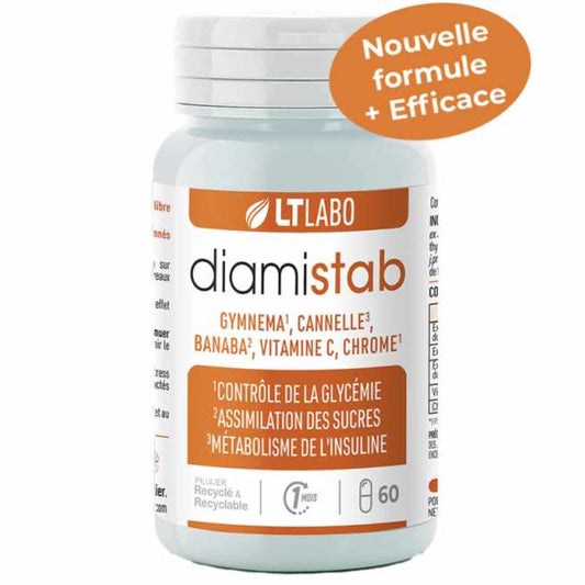 Complément alimentaire Diamistab LT Labo pour réguler l'assimilation des sucres en vente sur Alazina