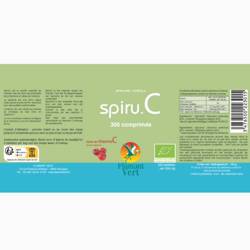 Informations nutritionnelles Siru C Flamant Vert en vente sur Alazina