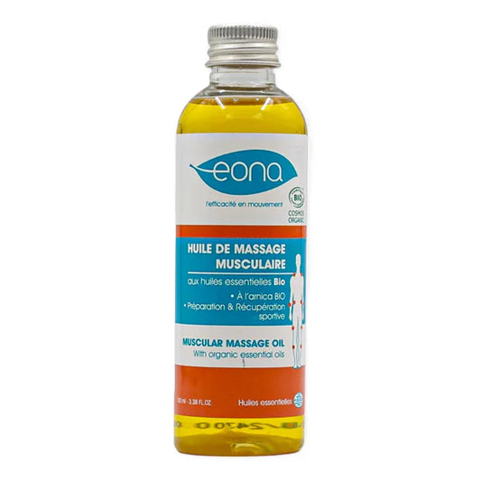 huile de massage musculaire eona aux huiles essentielles et à l'arnica 100ml