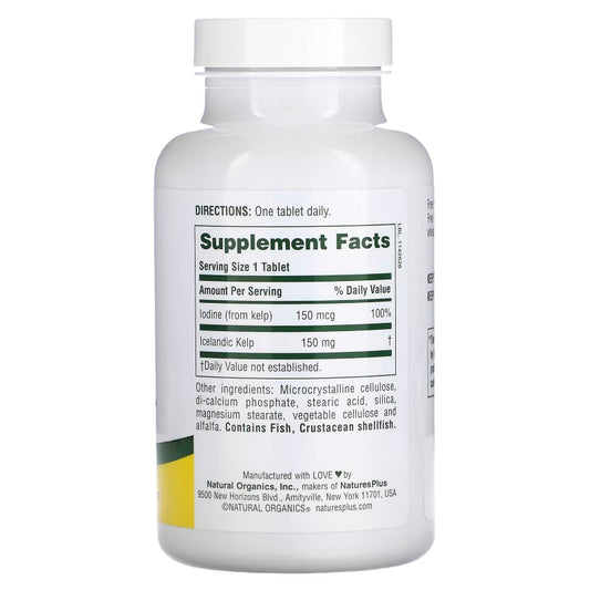 Informations nutritionnelles Kelp Nature's Plus complément iode marin