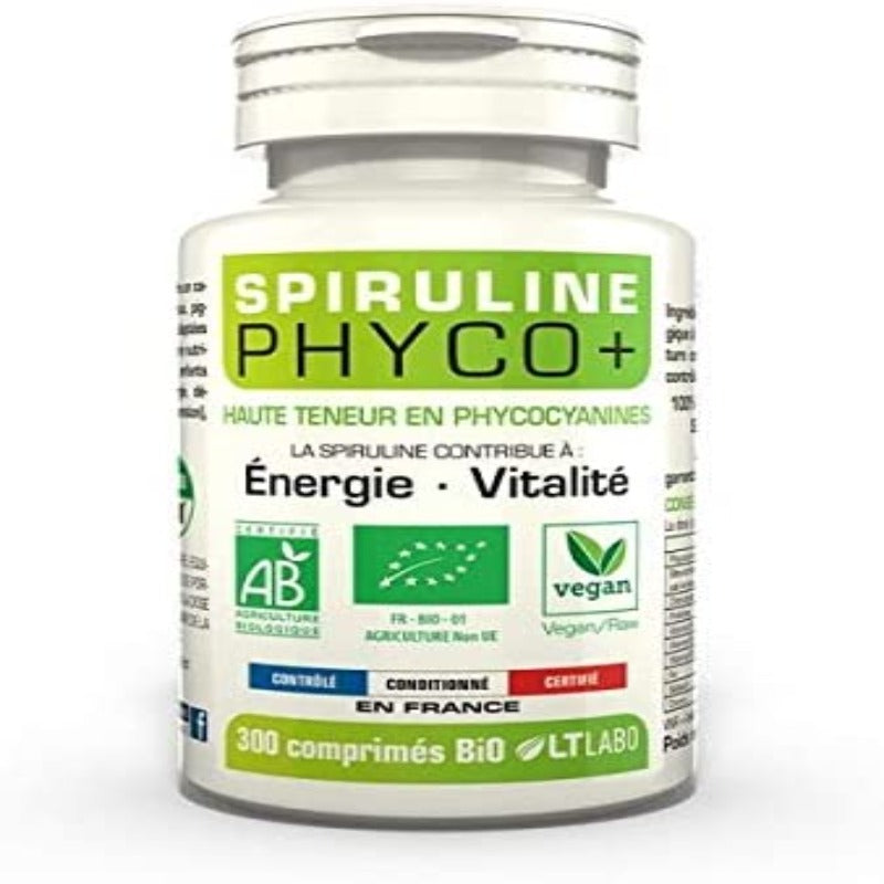 Spiruline Bio et Vegan Phyco+LT Labo 300 comprimes - ALAZINA