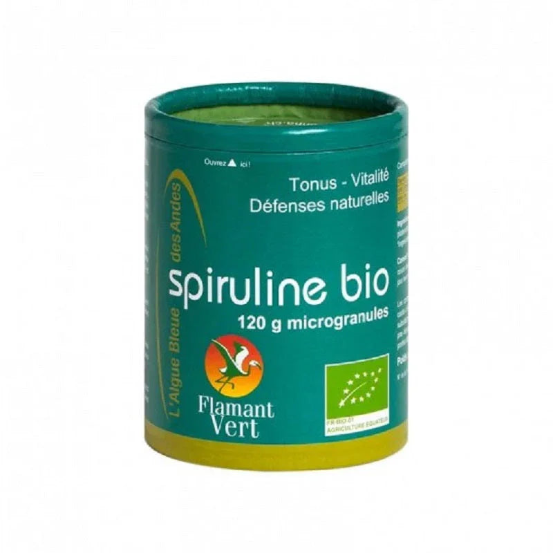 Flamant Vert spiruline Bio microgranules 120g - ALAZINA
