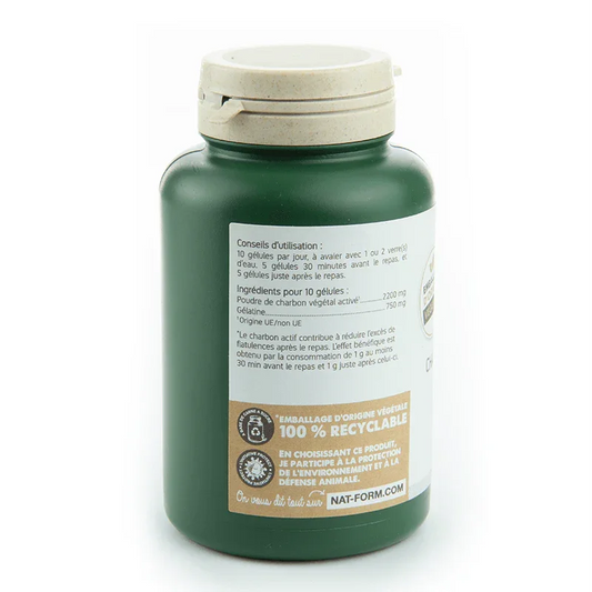 Nat & Form charbon végétal 200 gélules-Digestion - ALAZINA