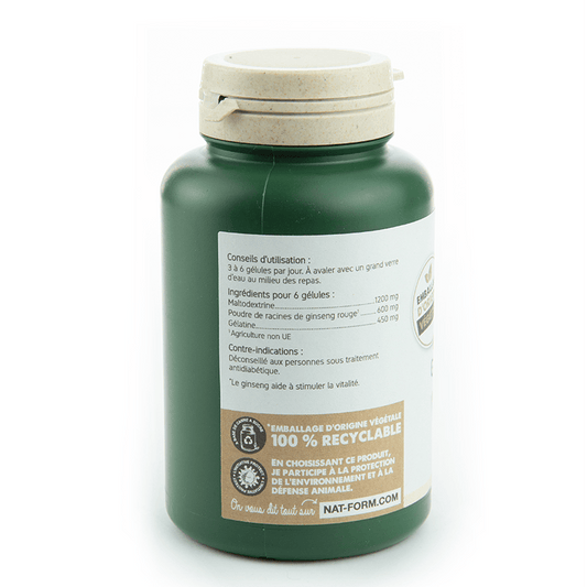 Ginseng Rouge Nat & Form 200 gélules complément alimentaire Tonus - ALAZINA