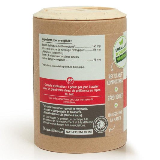 Levure de Riz Rouge et Ail Nat & Form Emballage Ecoresponsable 200 Gélules - ALAZINA