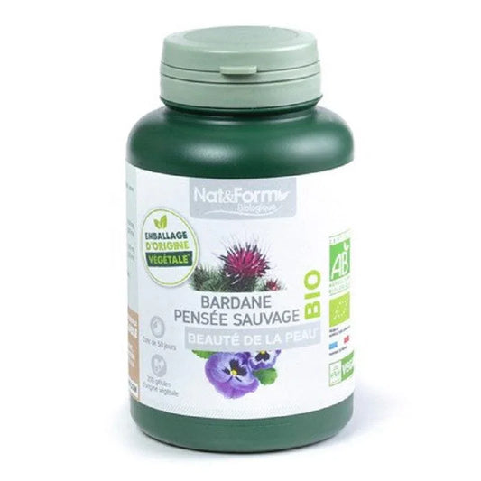 Nat & Form Bardane Pensée Sauvage 200 gélules - Peau - ALAZINA