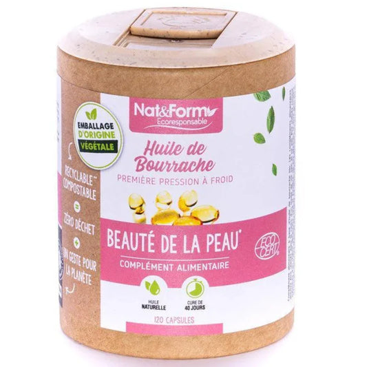 Nat & Form Huile de bourrache écoresponsable 120 capsules - ALAZINA