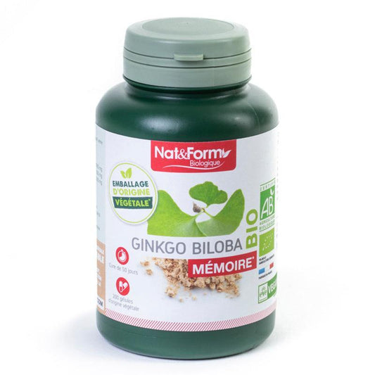Nat & Form Ginkgo Biloba 200 gélules-Mémoire - ALAZINA