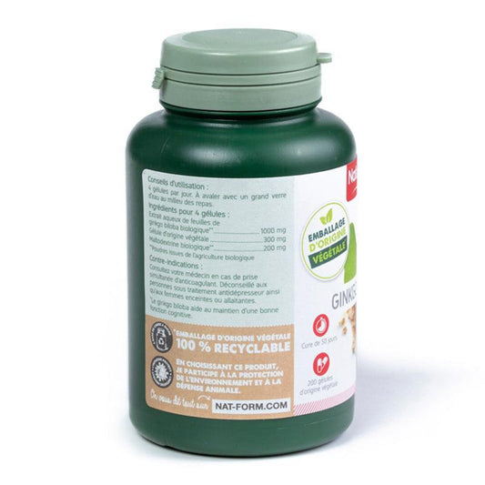 Nat & Form Ginkgo Biloba 200 gélules-Mémoire - ALAZINA