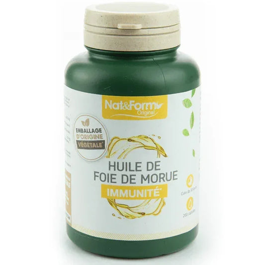 Complément alimentaire Nat&Form huile de foie de morue immunité, flacon vert, Alazina