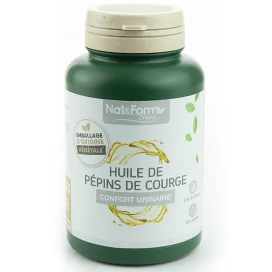 Flacon Nat&Form huile de pépins de courge, complément alimentaire naturel, Alazina.