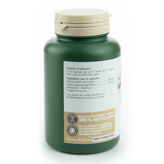 Nat & Form Huile de pépins de courge 200 gélules-confort urinaire - ALAZINA
