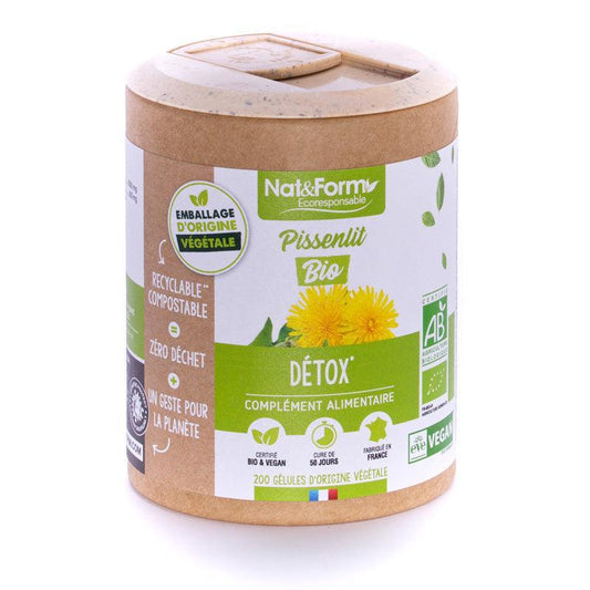 Nat & Form Pissenlit Bio et Vegan 200 gélules - ALAZINA