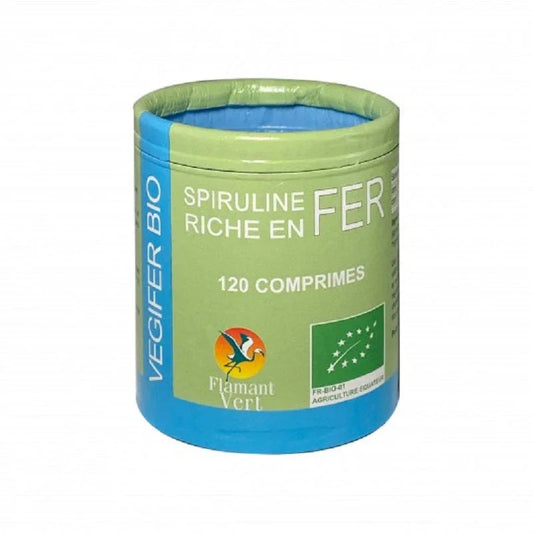 Flamant Vert Vegifer Bio spiruline riche en fer 120 comprimes 60g - ALAZINA