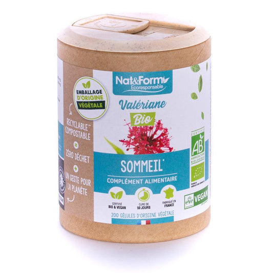 Nat & Form valeriane Bio écoresponsable 200 gélules sommeil - ALAZINA